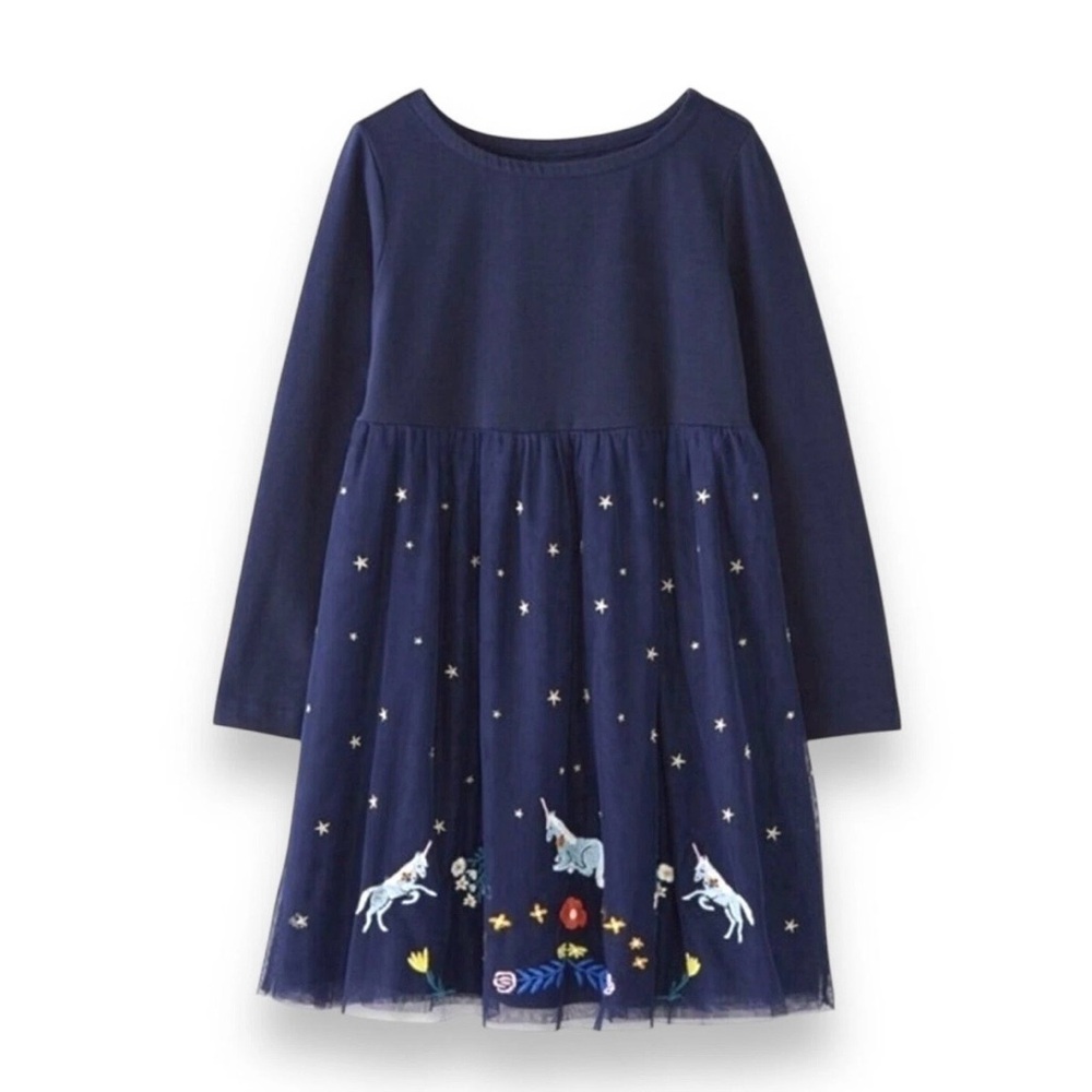 Hanna Andersson Navy Blue Starry Unicorn Dress